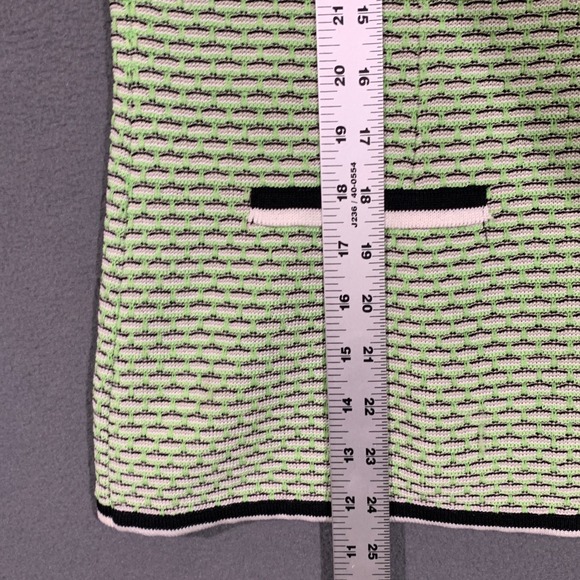 MISOOK Womens Blazer Jacket Chartreuse Green Textured 3/4 Sleeve Single Button M - Picture 5 of 6